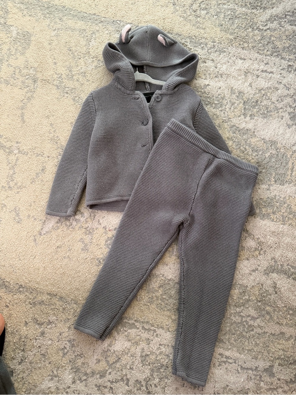 Victoria Beckham Kids Hooded Knit Jacket in Gray
